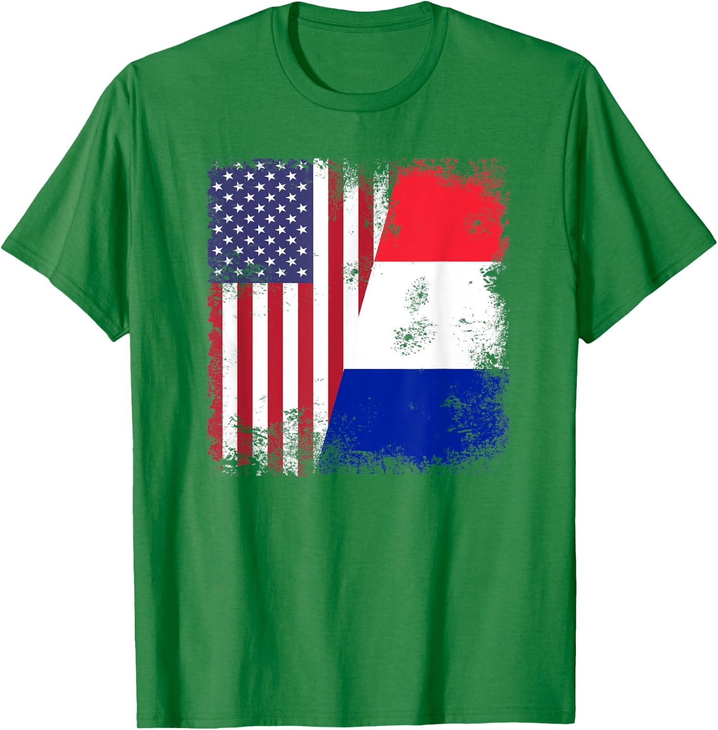 Half French Frenchman Flag | Vintage France USA Gift T-Shirt - T-Shirt | Irish Green