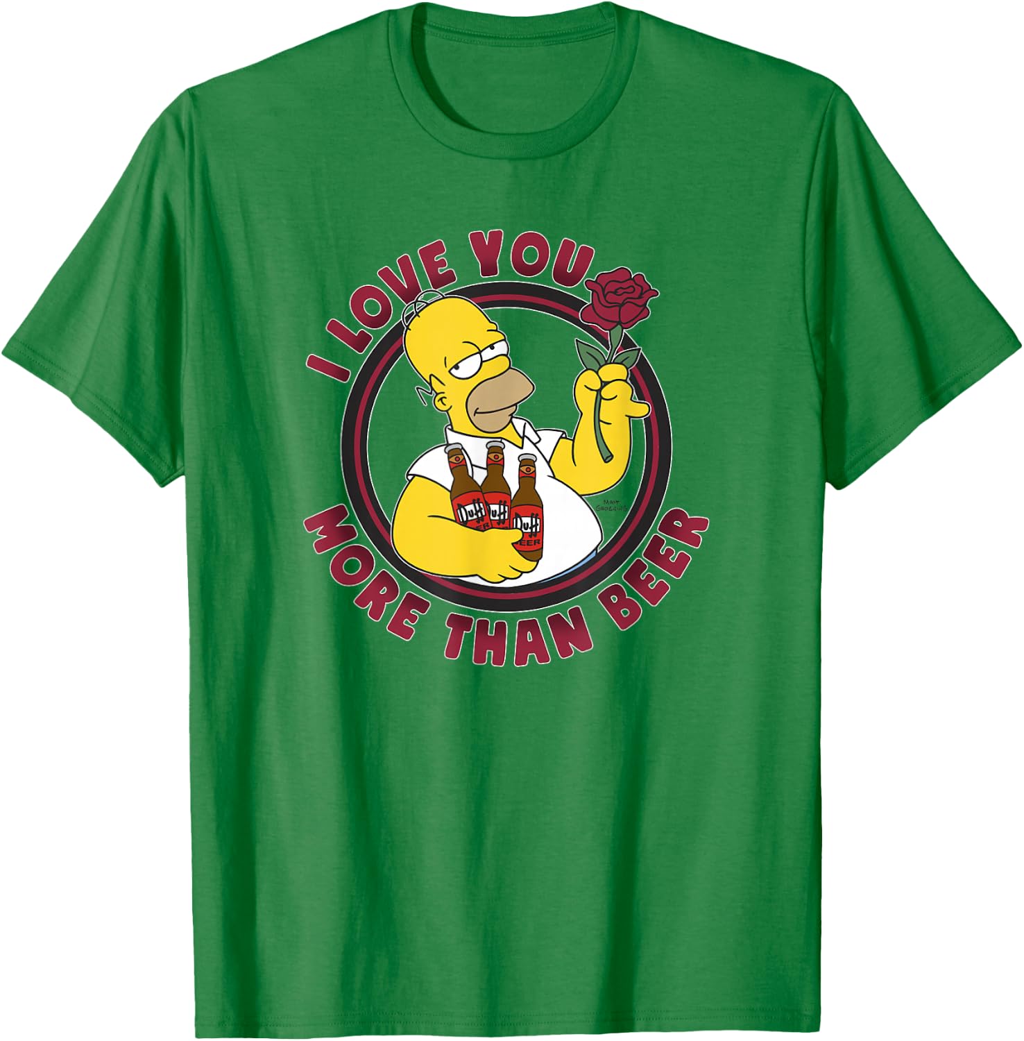 The Simpsons Valentine's Day Homer I Love You More Than Beer T-Shirt - T-Shirt | Irish Green