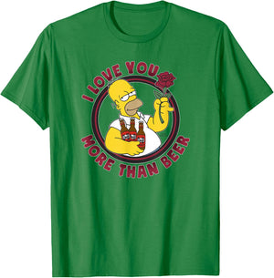 The Simpsons Valentine's Day Homer I Love You More Than Beer T-Shirt - T-Shirt | Irish Green
