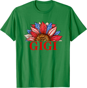 Sunflower Gigi 4th of July Patriotic Women Mother's Day T-Shirt - T-Shirt | Irish Green