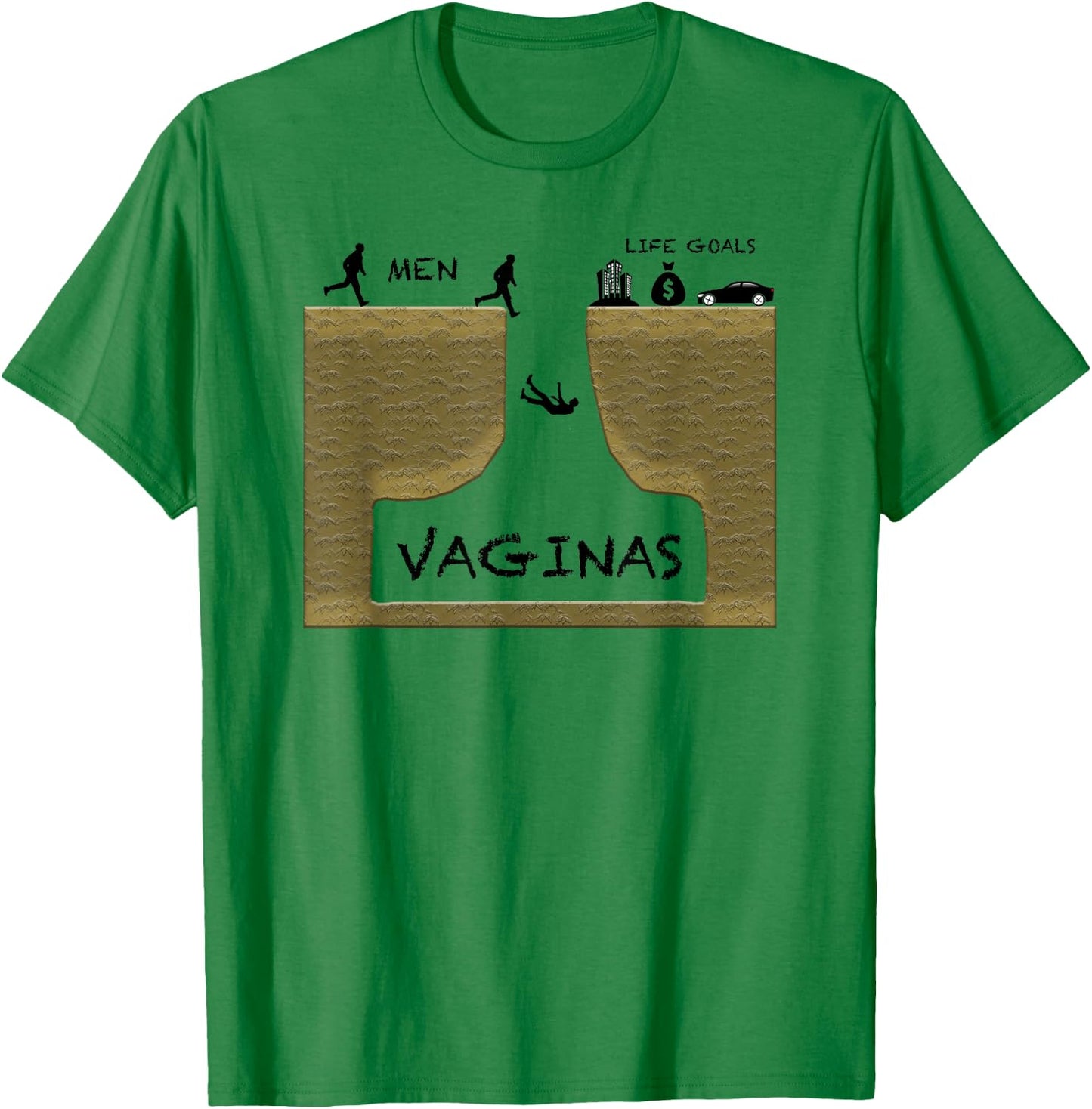 Funny Men's Life Goals Vaginas Money Cars Work Gag Gift T-Shirt - T-Shirt | Irish Green
