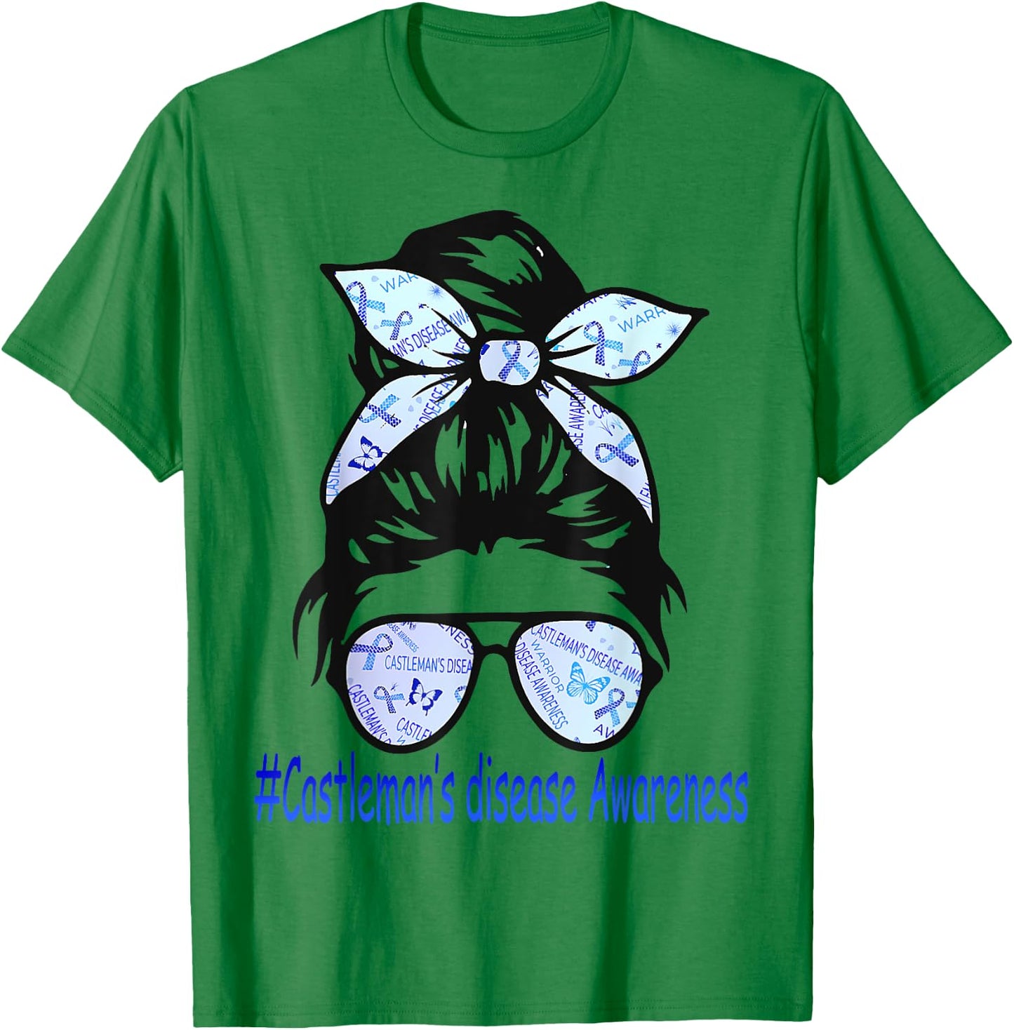 Messy Bun Women Castlemans Disease Awareness Month T-Shirt - T-Shirt | Irish Green