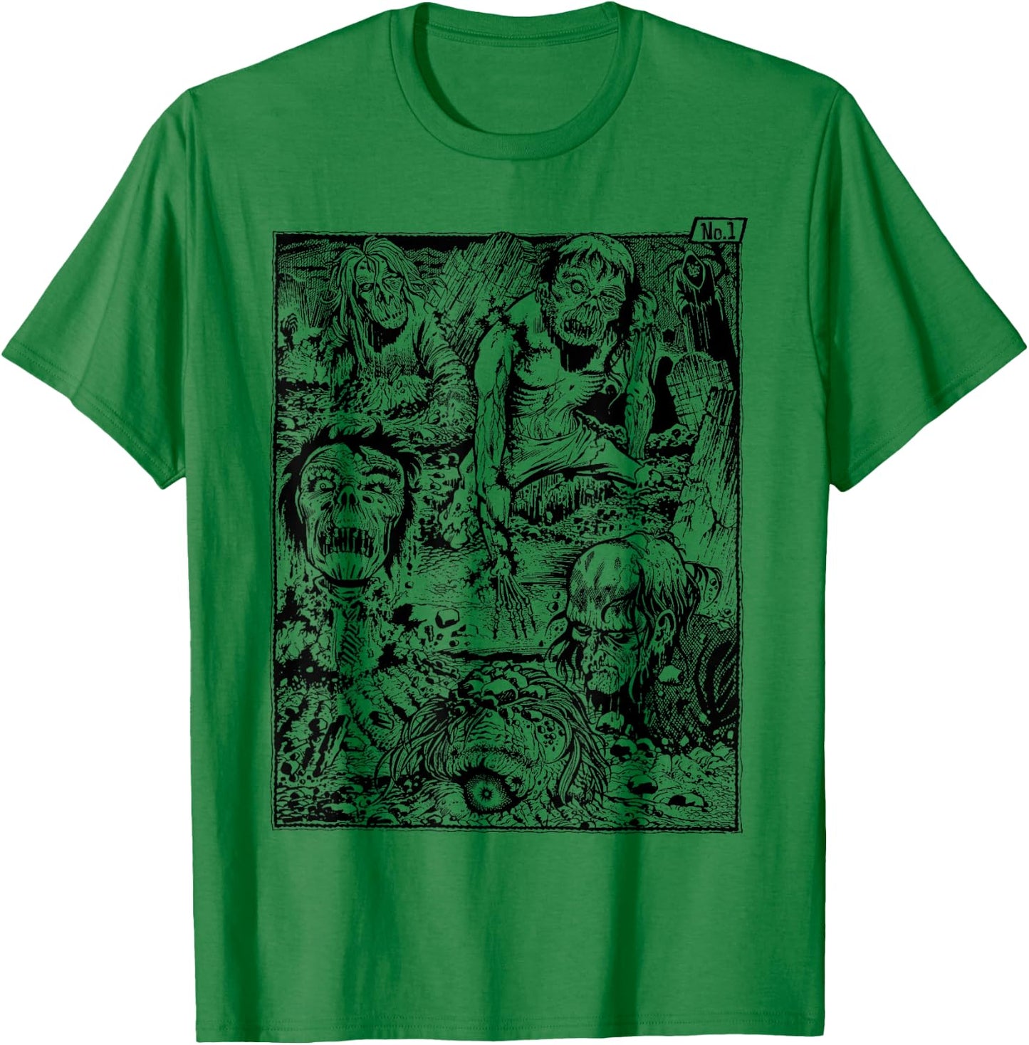 Vintage Zombie Night at the Cemetery The Living Dead T-Shirt - T-Shirt | Irish Green