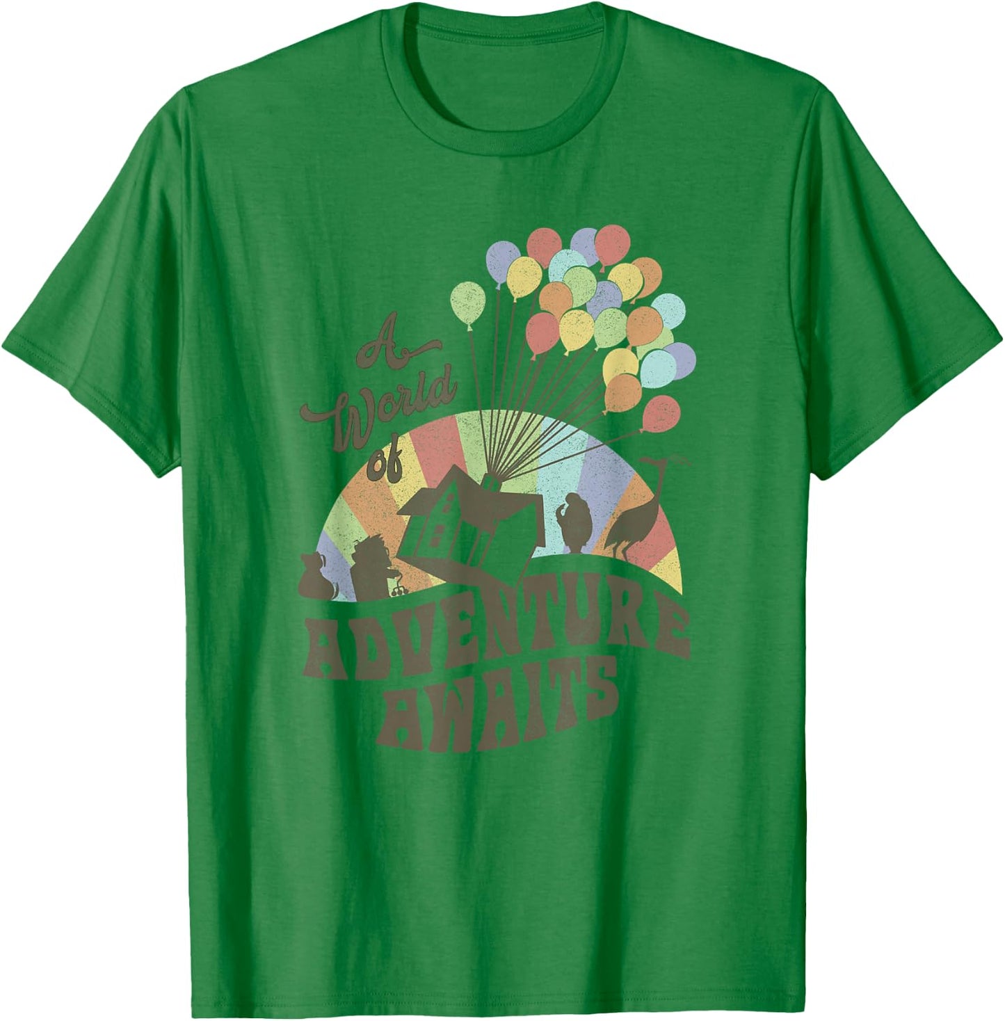 Disney Pixar Up A World Of Adventure Awaits Rainbow Balloons T-Shirt - T-Shirt | Irish Green
