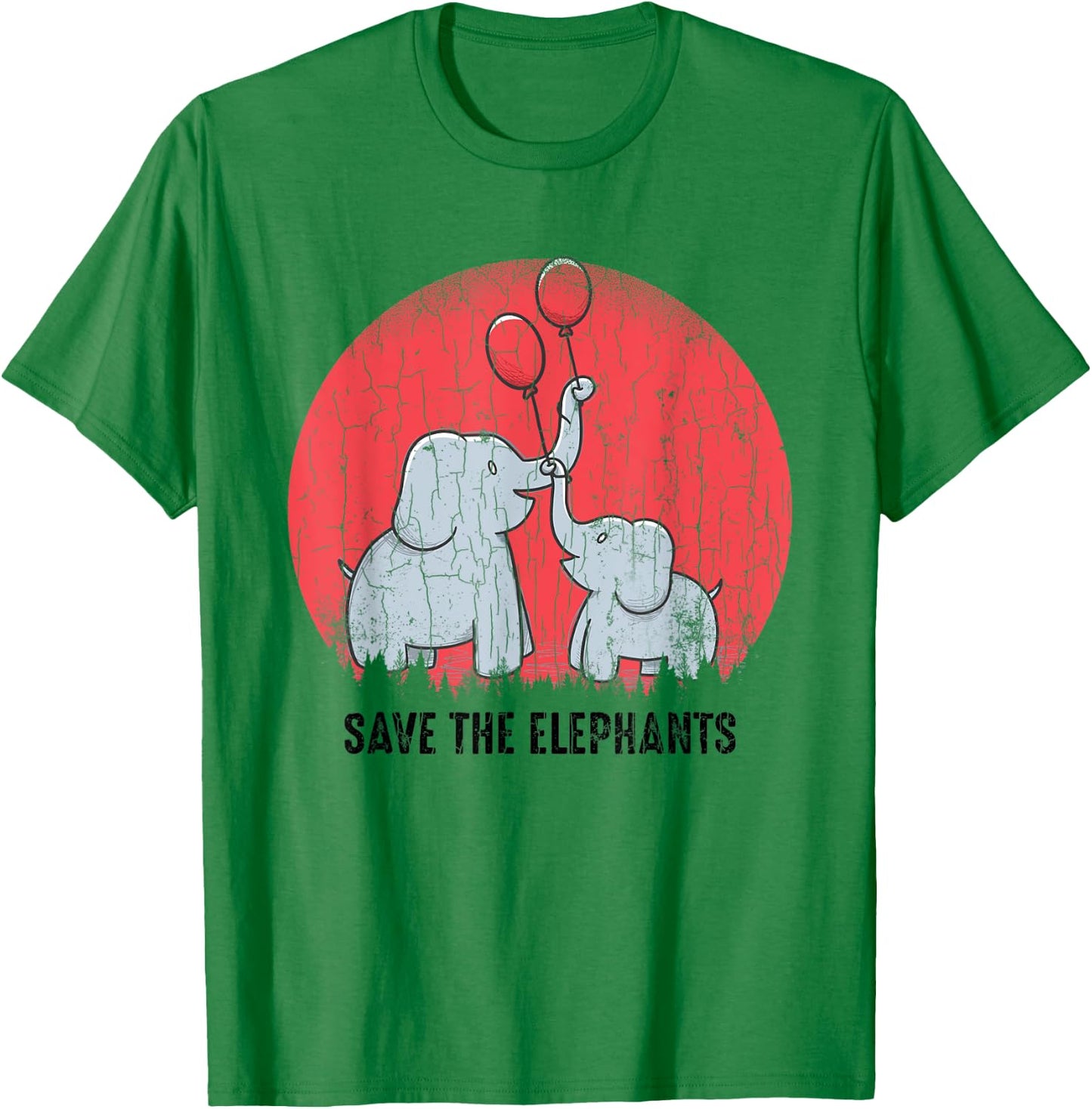 Save The Elephants Funny Elephant Lover Boys Girls Graphic T-Shirt - T-Shirt | Irish Green