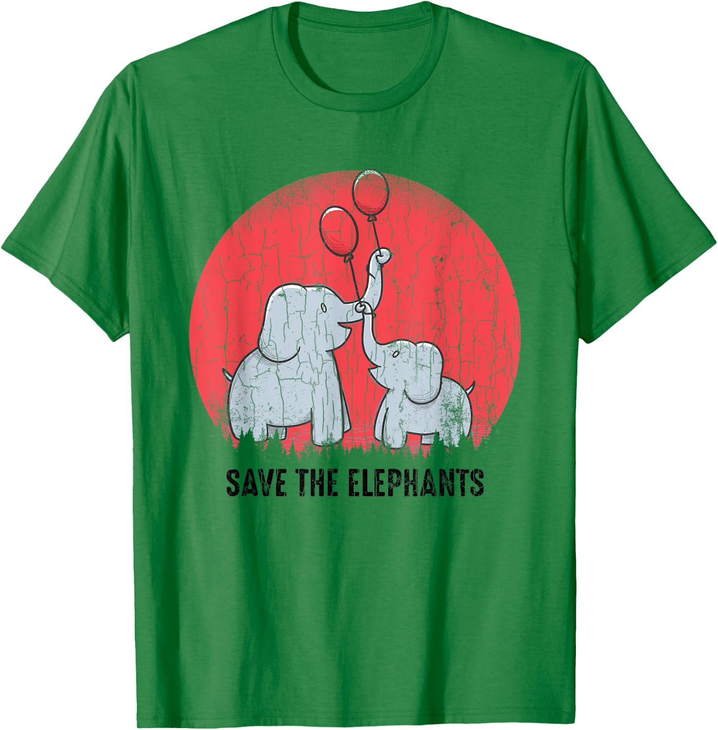 Save The Elephants Funny Elephant Lover Boys Girls Graphic T-Shirt - T-Shirt | Irish Green