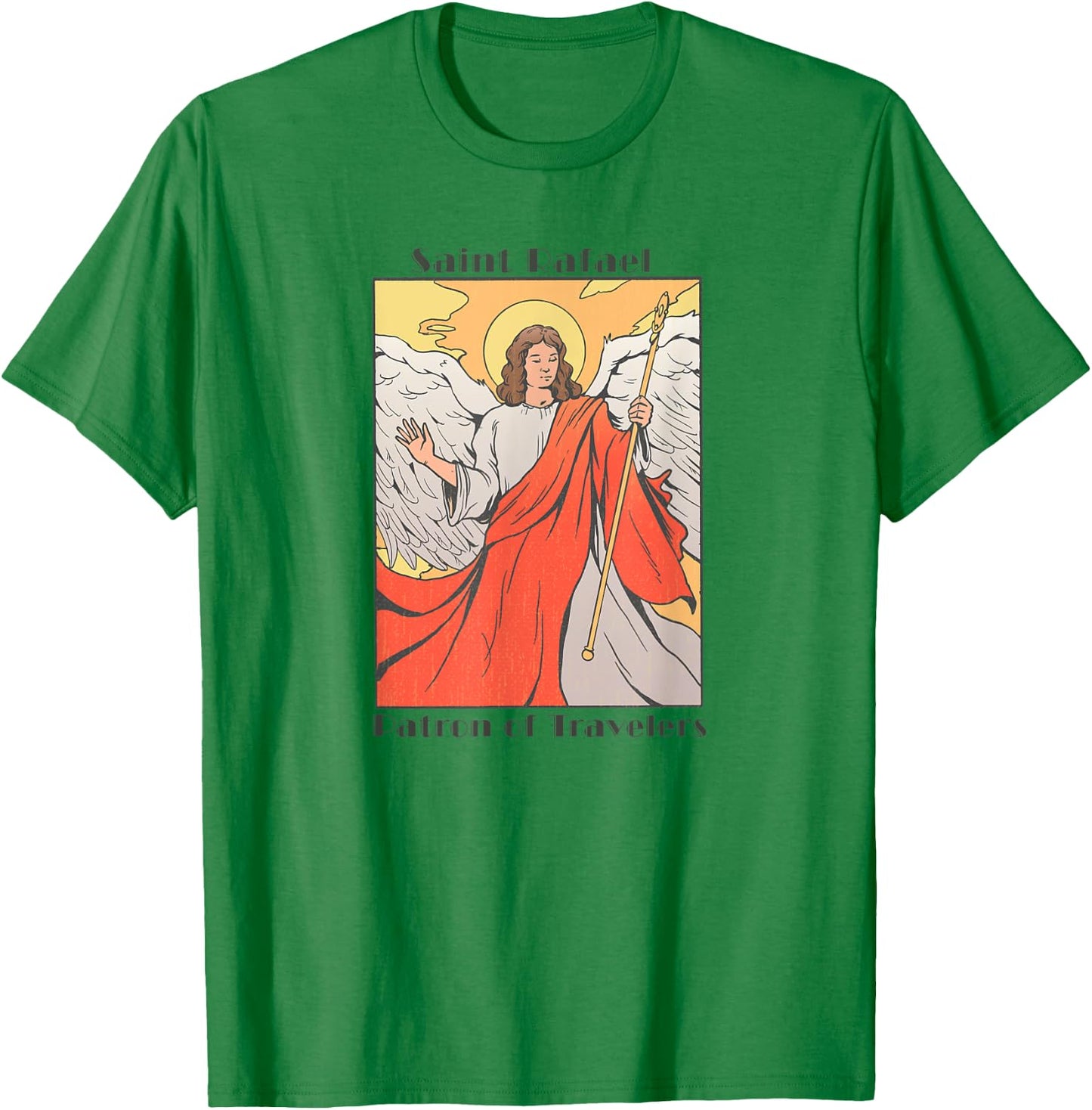 St. Rafael Catholic Archangel Patron Saint of Travel, Travel T-Shirt - T-Shirt | Irish Green