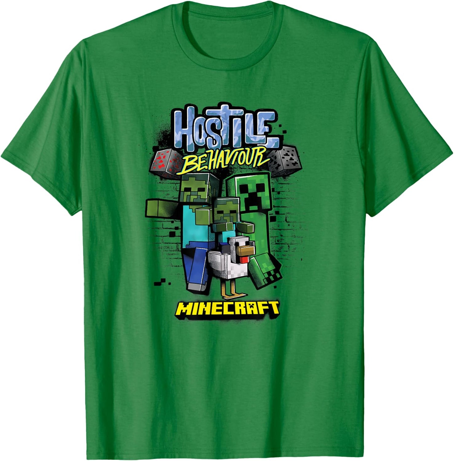 Minecraft Hostile Behaviour Aggressive Mob Group T-Shirt - T-Shirt | Irish Green
