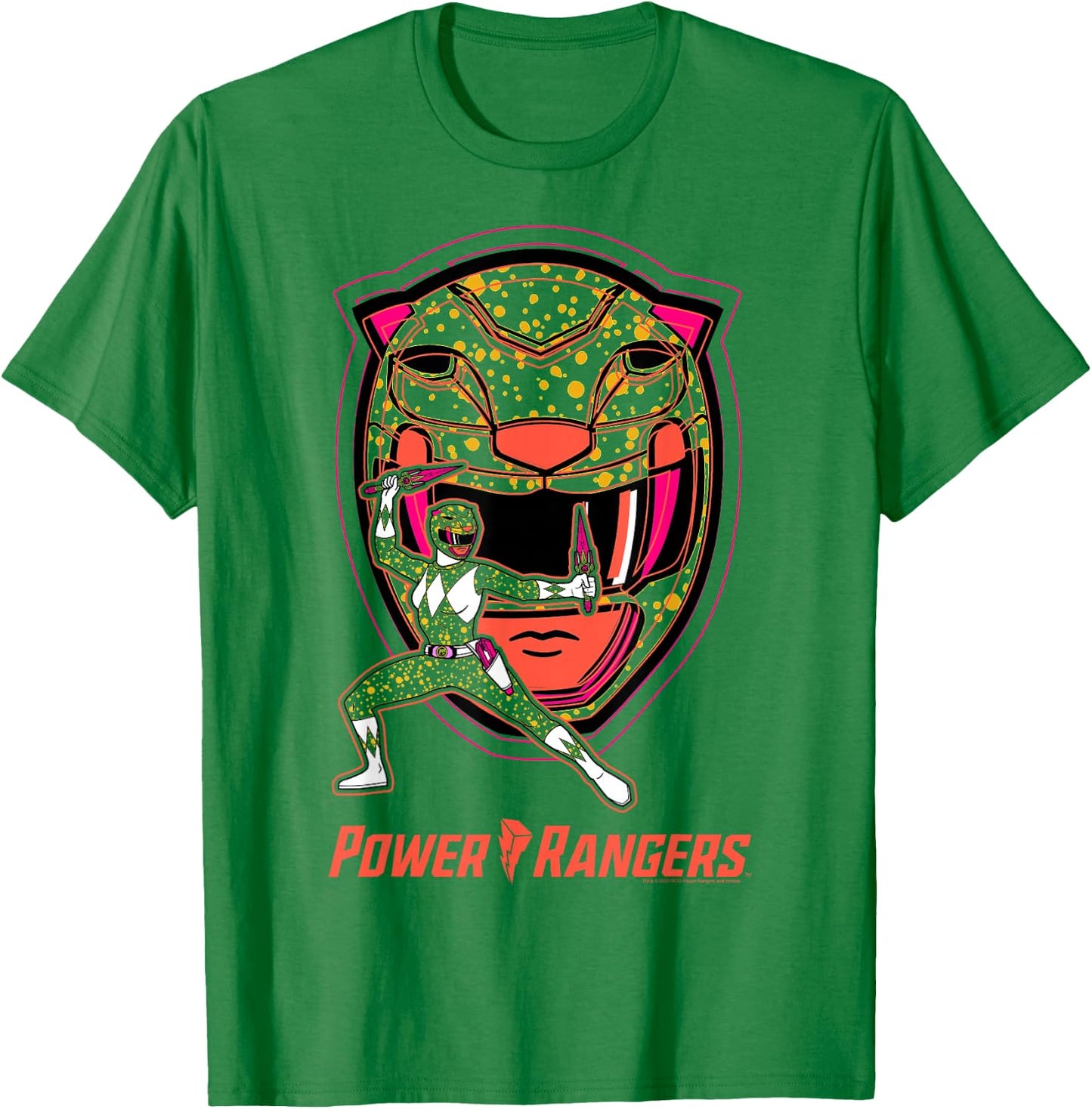 Power Rangers Yellow Ranger Icon Fill Helmet Silhouette T-Shirt - T-Shirt | Irish Green