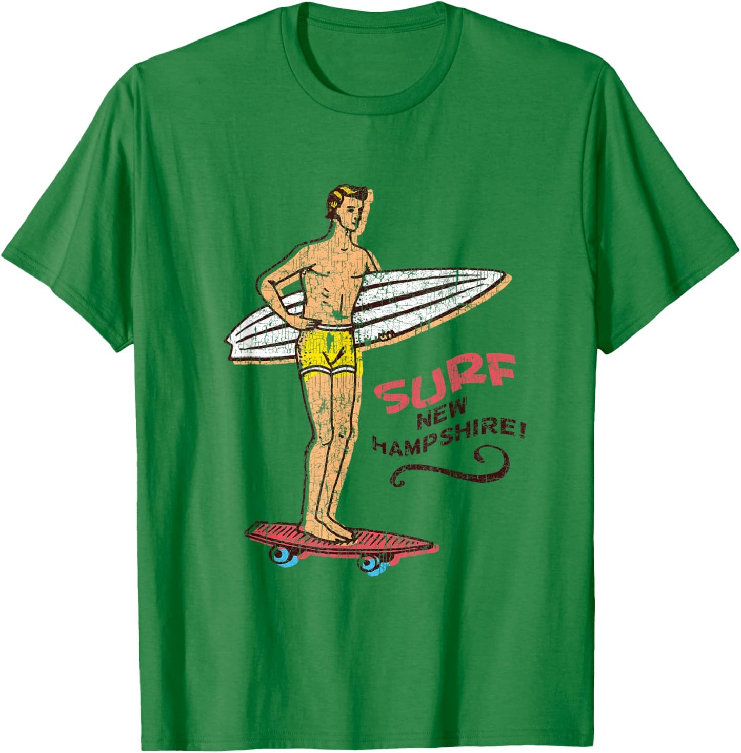 Surf New Hampshire Vintage Surfboard 60s 70s 80s T-Shirt - T-Shirt | Irish Green