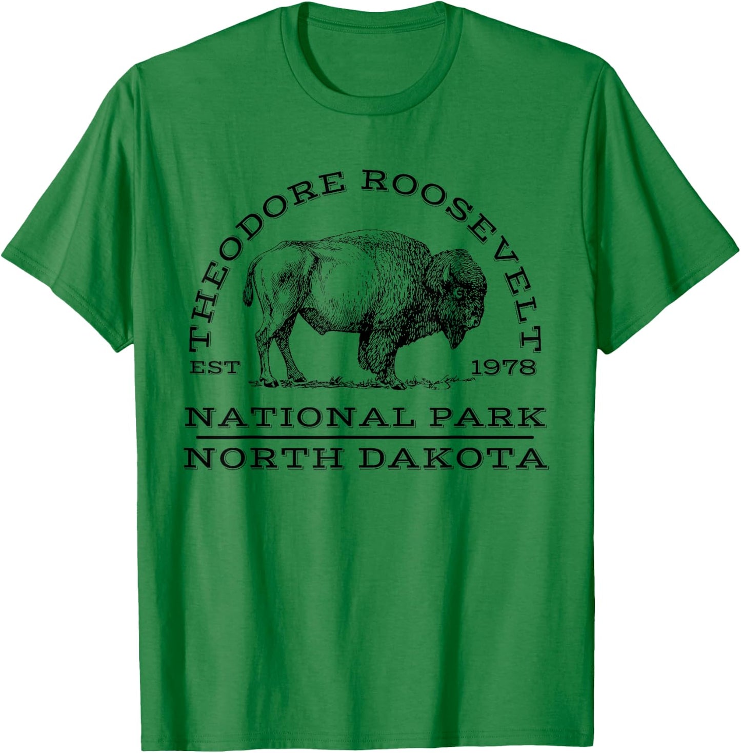 Theodore Roosevelt National Park Buffalo North Dakota Hike , Gray T-Shirt - T-Shirt | Irish Green