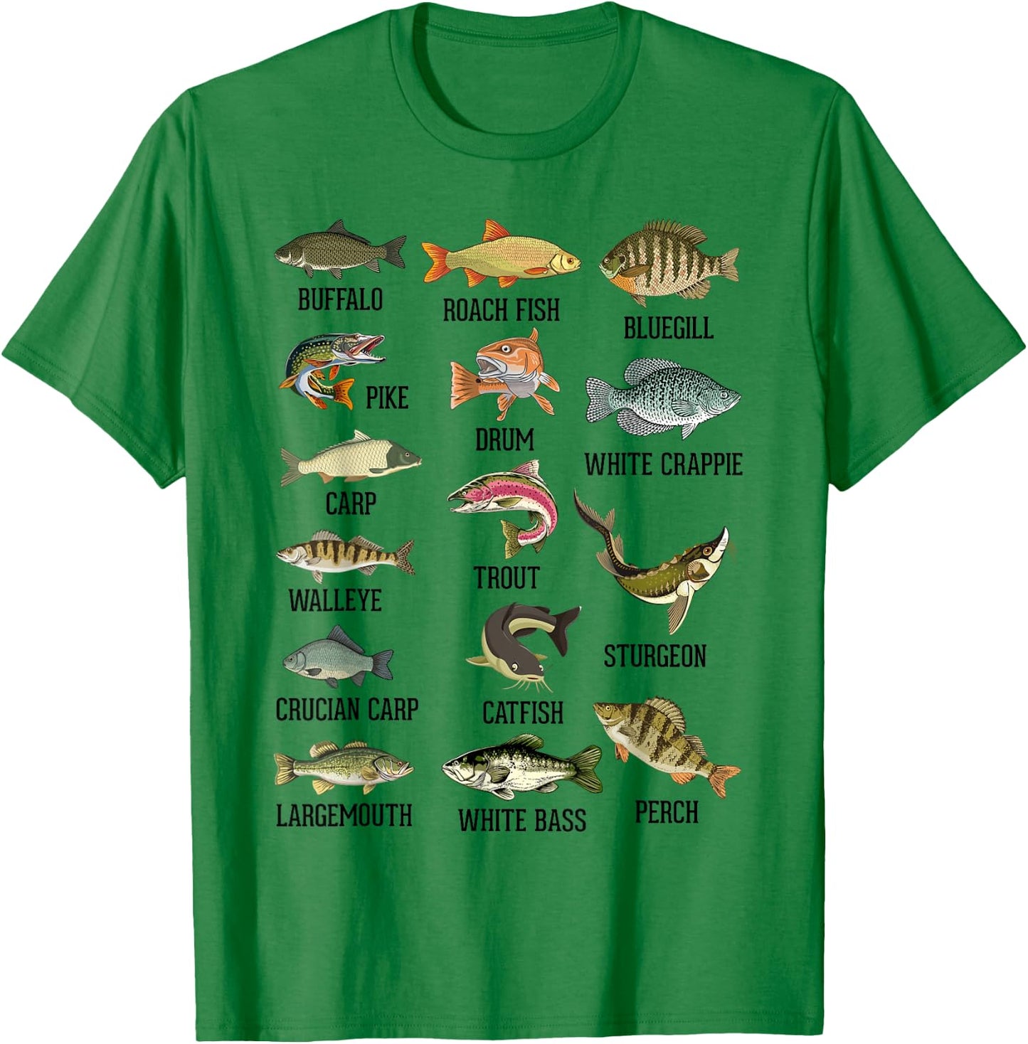 Types Of Freshwater Fish Fisherman Biology Educational T-Shirt - T-Shirt | Irish Green