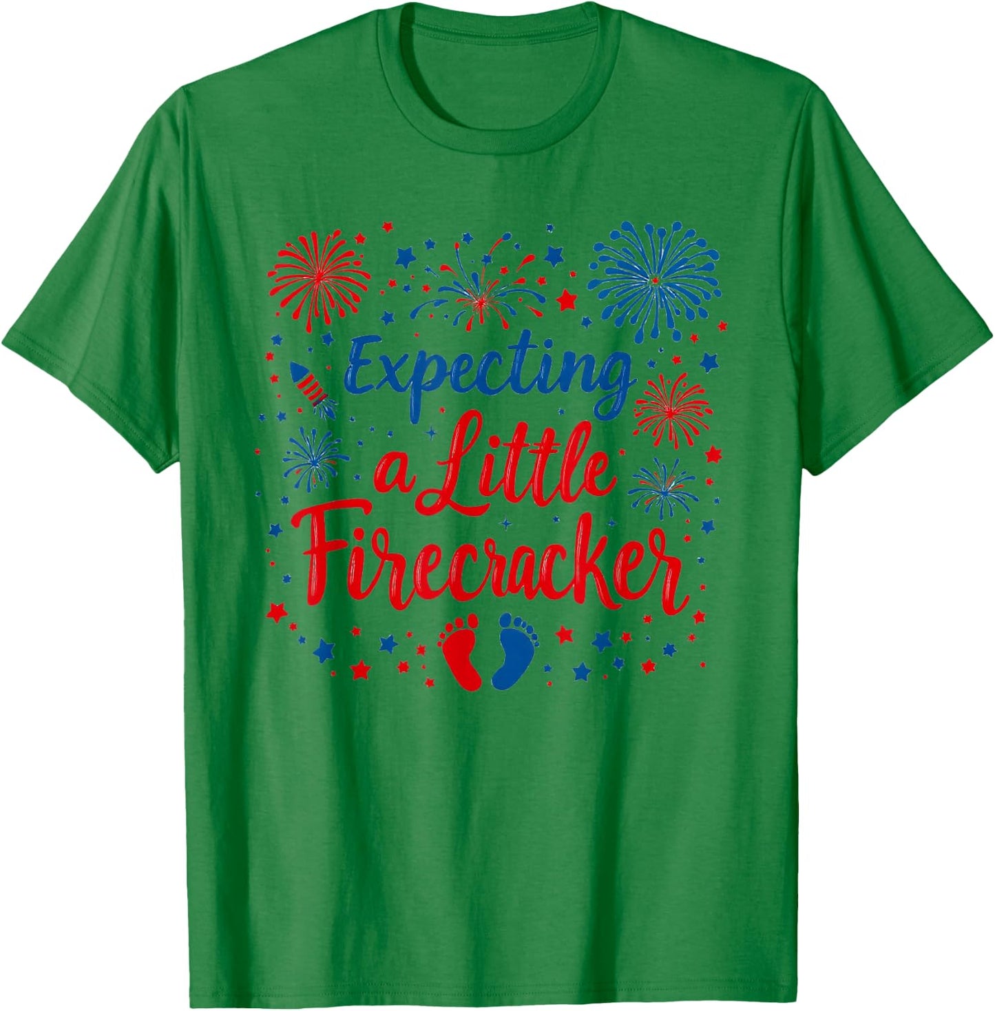 Expecting A Little Firecracker Baby Announcements 4th July T-Shirt - T-Shirt | Irish Green