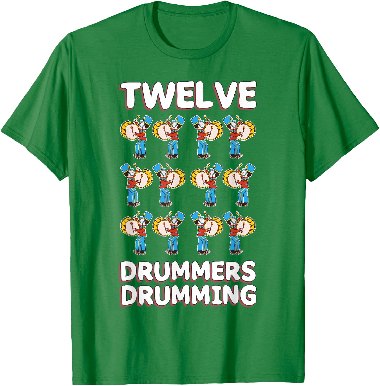 Twelve Drummers Drumming Song 12 Days Christmas T-Shirt - T-Shirt | Irish Green