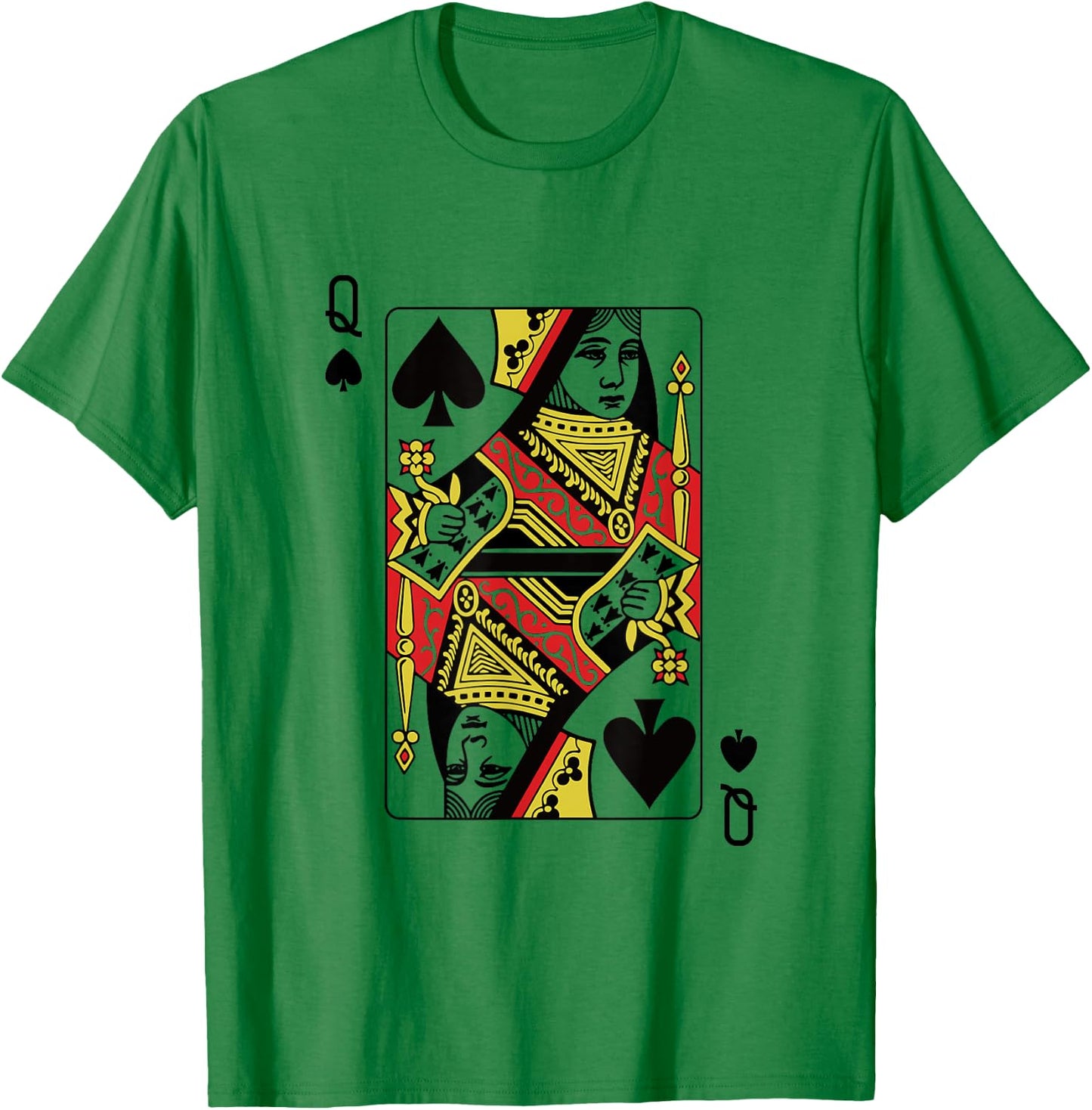 Queen Of Spades Playing Card Poker T-Shirt - T-Shirt | Irish Green