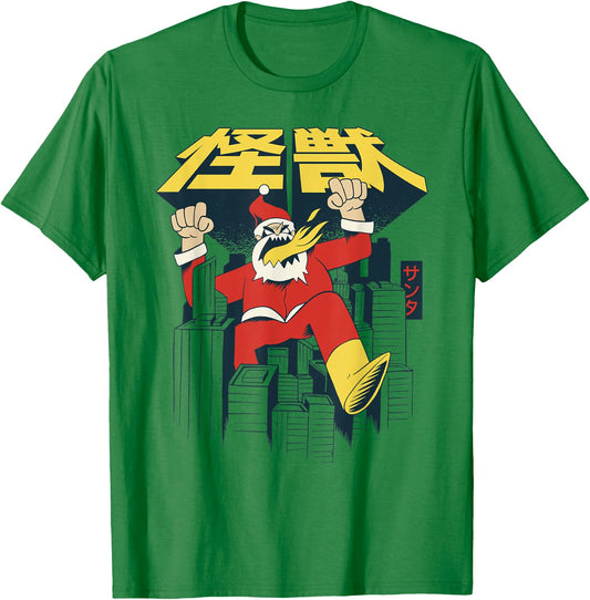 Japan retro Christmas grunge vintage Kanji Santa Claus T-Shirt - T-Shirt | Irish Green