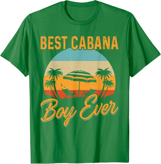 Best Cabana Boy Ever Sunset Palm Trees Funny Novelty T-Shirt - T-Shirt | Irish Green