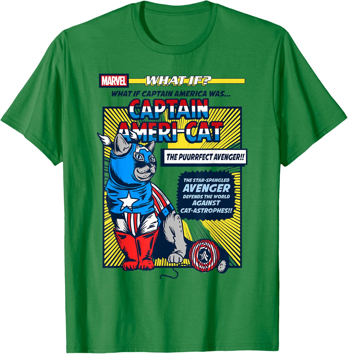 Marvel What If Captain America Was Captain Ameri-Cat Comic T-Shirt - T-Shirt | Irish Green
