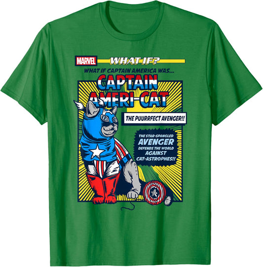 Marvel What If Captain America Was Captain Ameri-Cat Comic T-Shirt - T-Shirt | Irish Green