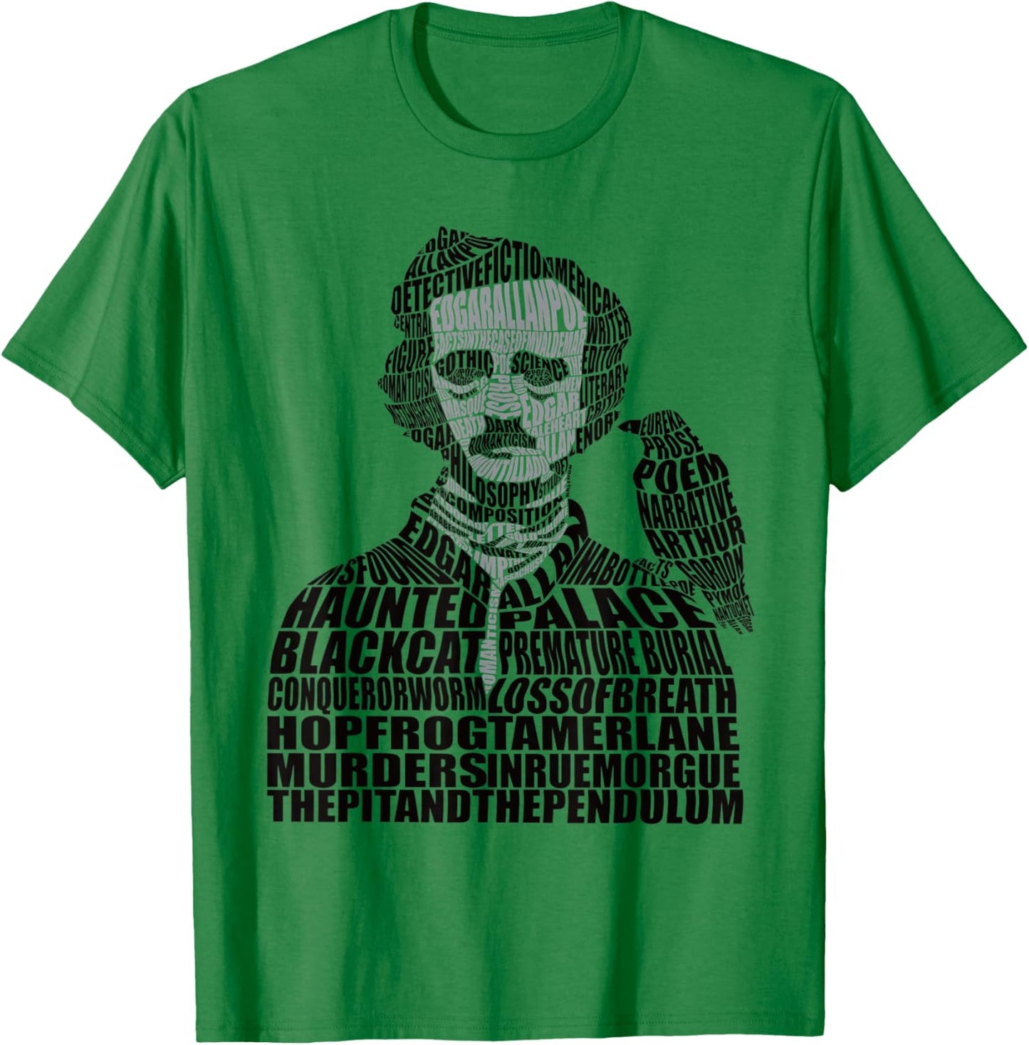 Calligram Edgar Allan Poe Poem Lover Gift T-Shirt - T-Shirt | Irish Green
