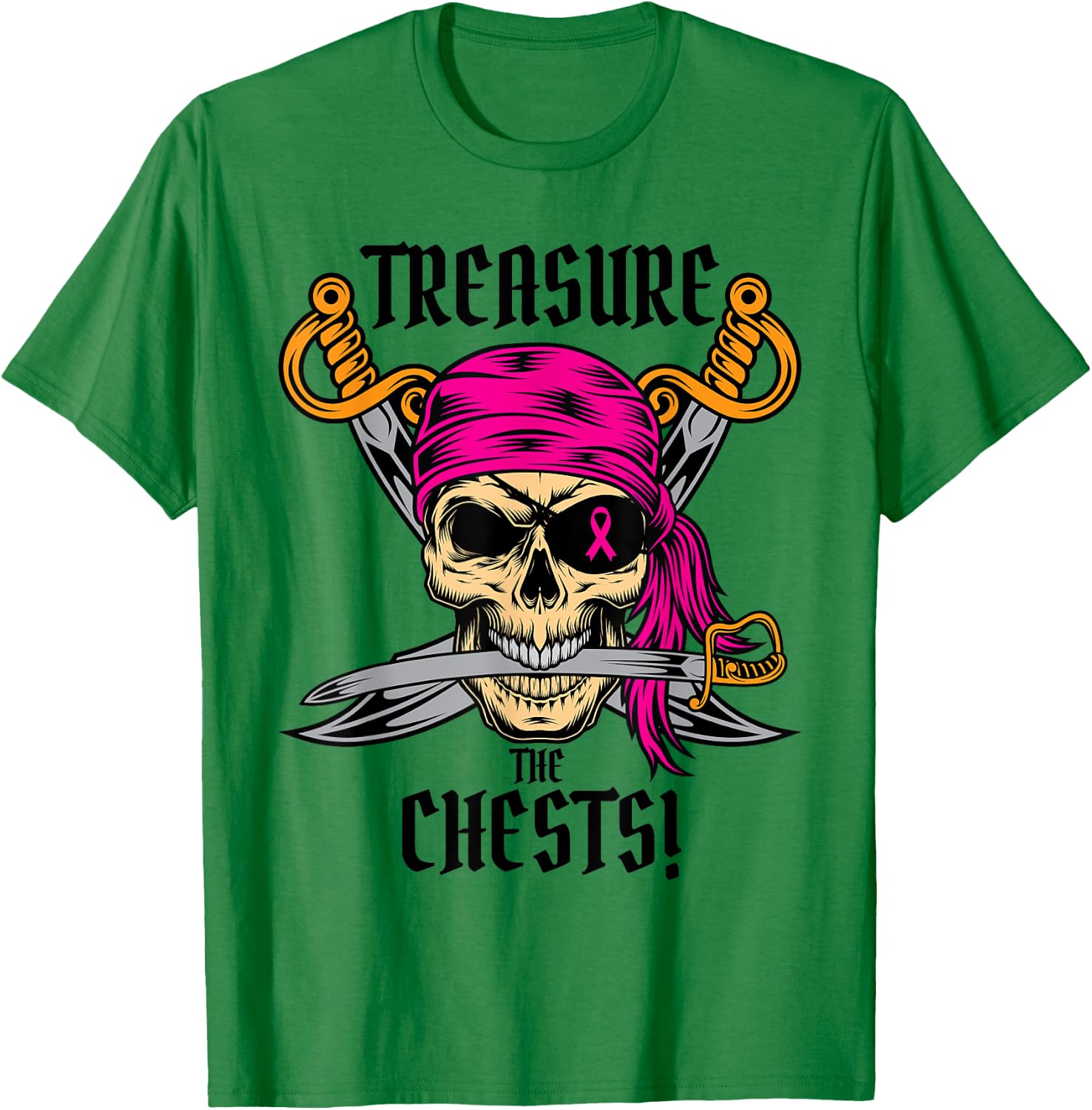 Cool Treasure The Chests Breast Cancer Awareness T-Shirt - T-Shirt | Irish Green