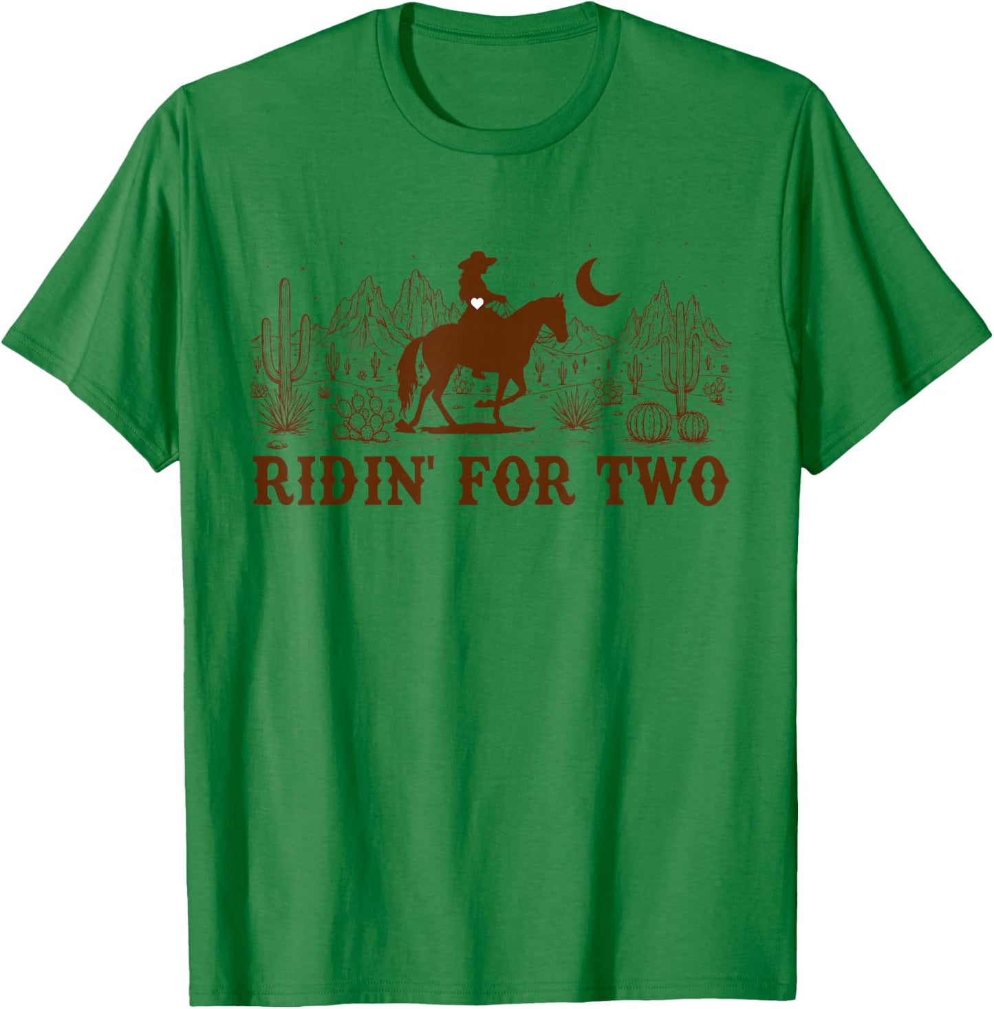 Cowgirls Pregnancy Announcement Western Life Ridin' for Two T-Shirt - T-Shirt | Irish Green