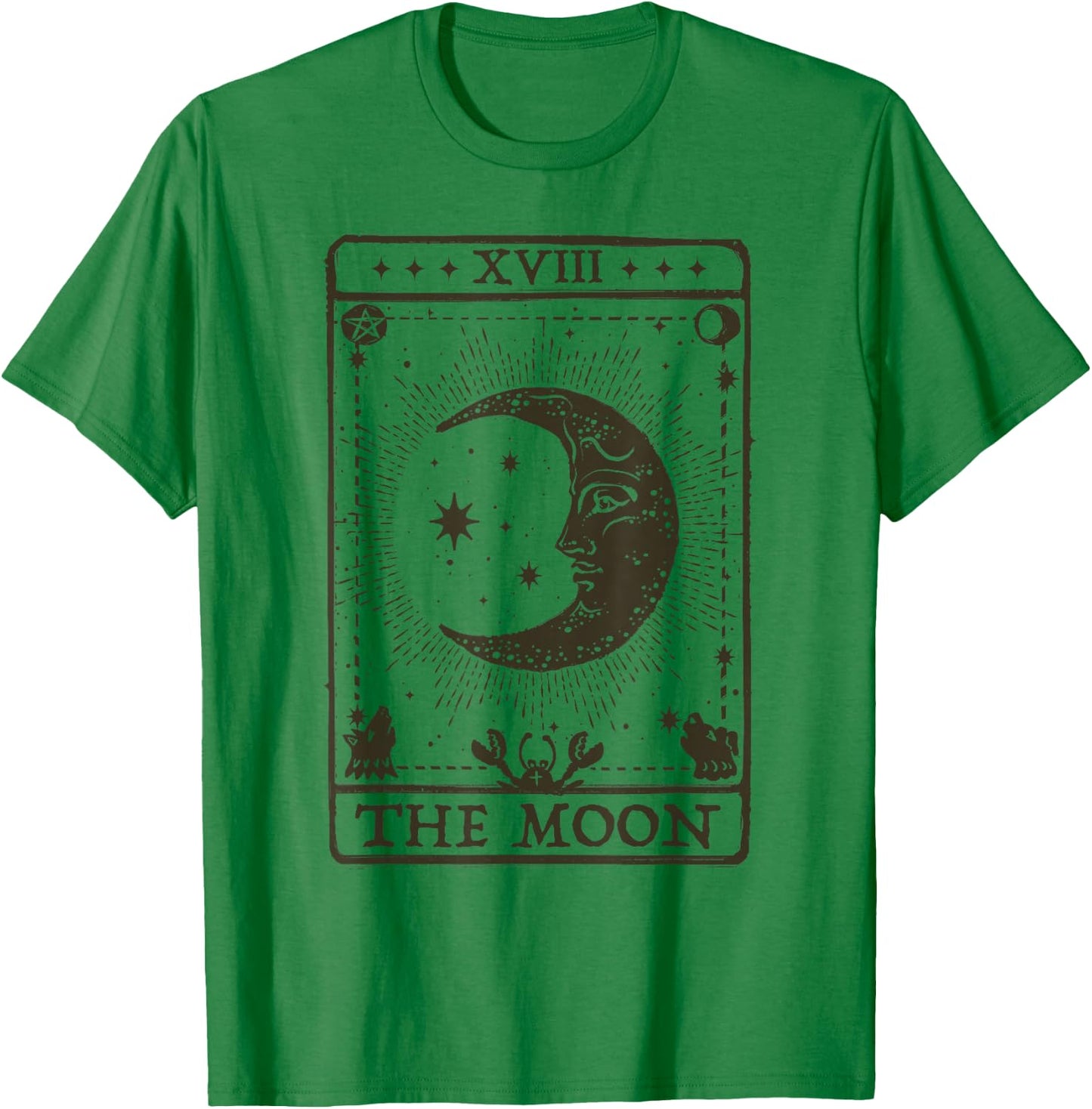 Trendy The Moon Graphic Black White Tarot Card T-Shirt - T-Shirt | Irish Green