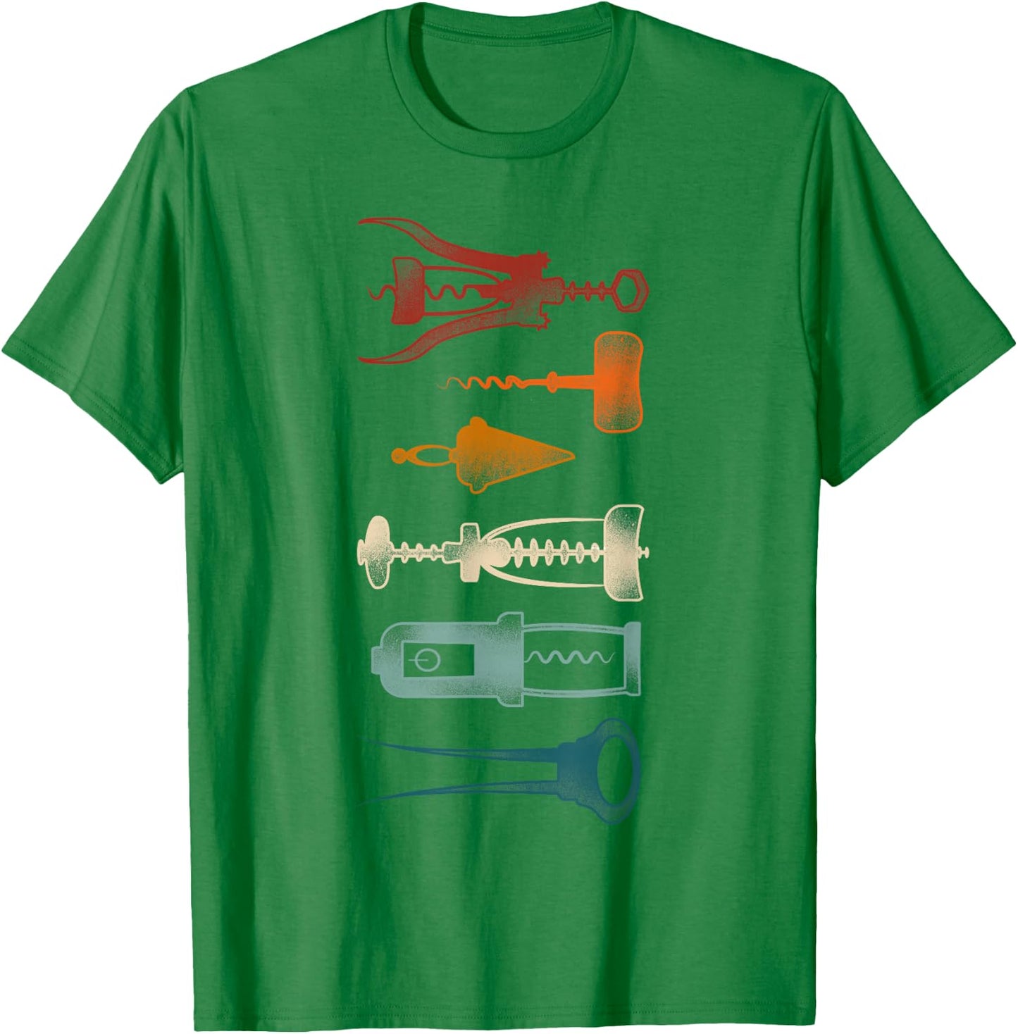 Sommelier Wine Drinking Tasting Retro Corkscrew Wine Opener T-Shirt - T-Shirt | Irish Green