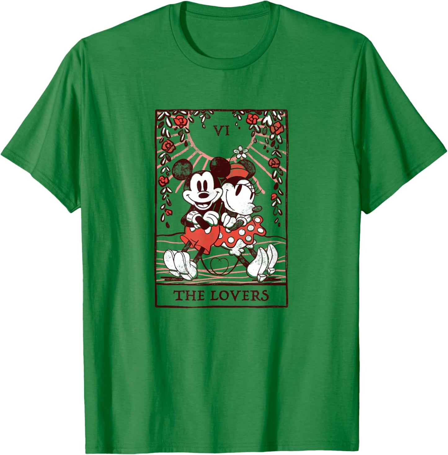 Disney Mickey and Friends Valentine's Day The Lovers Card T-Shirt - T-Shirt | Irish Green