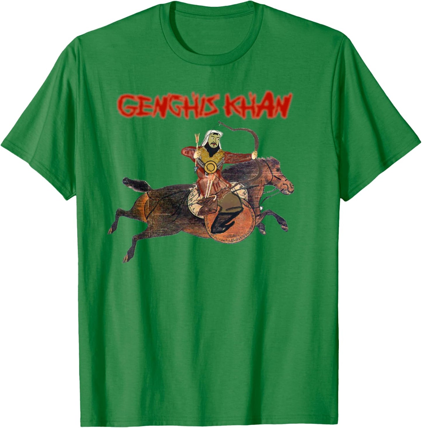 Rex Invictus Genghis Khan , Men's -Adults Yellow Cartoon , Classic Fit, Short Sleeve, , Small T-Shirt - T-Shirt | Irish Green