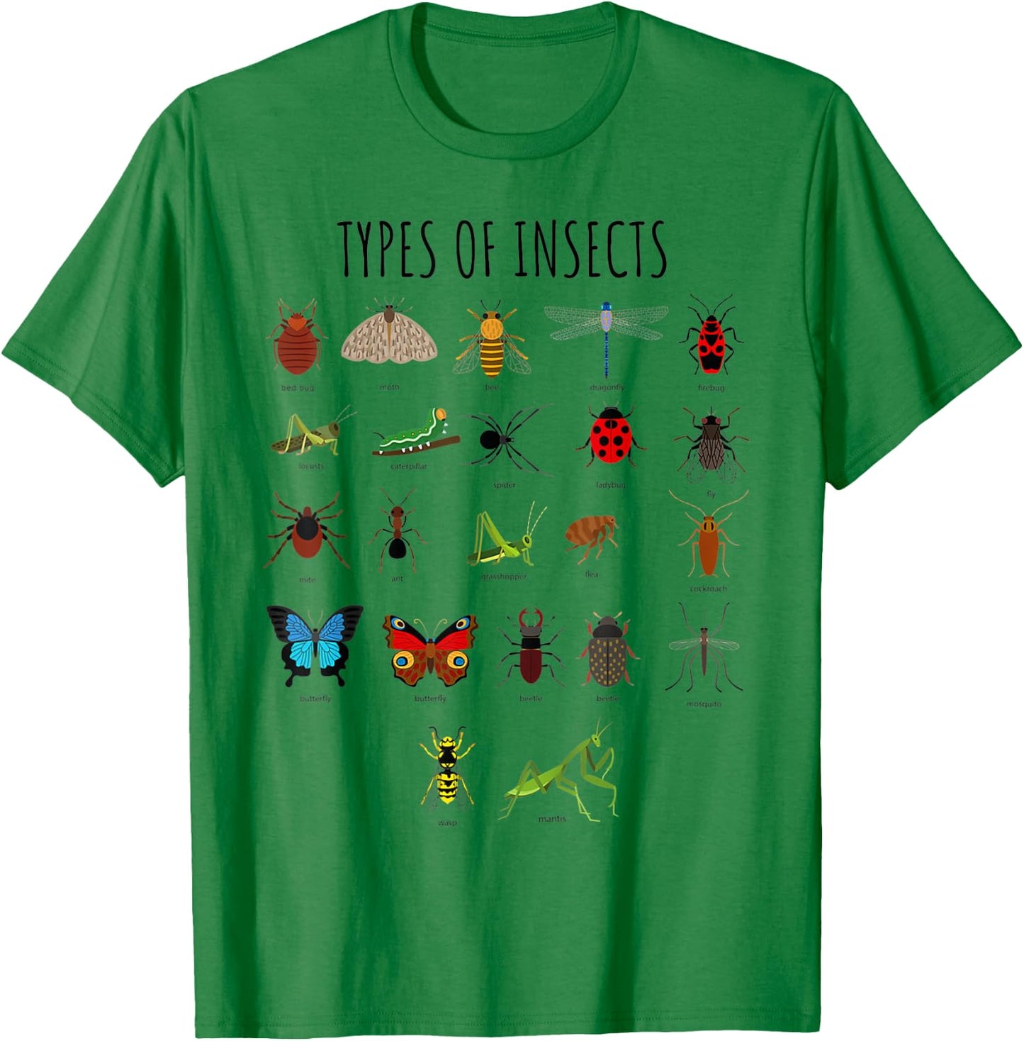 Kids Types of Insects Bug Identification Science T-Shirt - T-Shirt | Irish Green