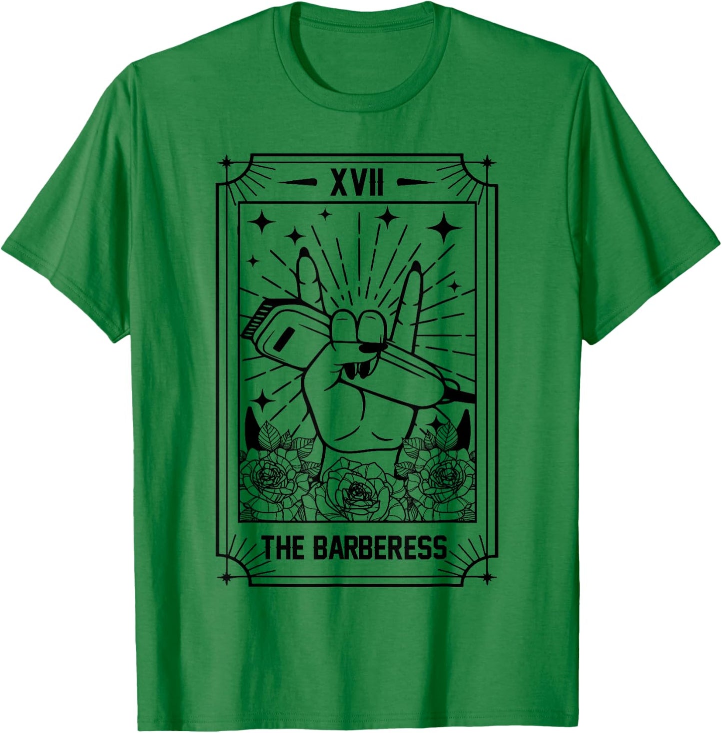 Hairstylist Proud Lady Barber Salon The Barberess Tarot Card T-Shirt - T-Shirt | Irish Green