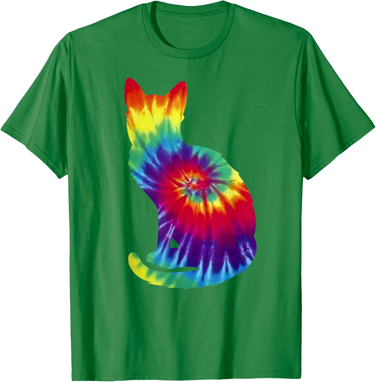 Tie Dye Cat Shirt | Colorful Tye Dye Kitten T-Shirt - T-Shirt | Irish Green