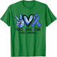 Peace Love Cure Type 1 Diabetes Awareness T1D Blue Ribbon T-Shirt - T-Shirt | Irish Green