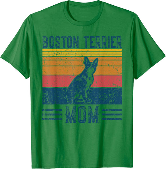 Dog Boston Terrier Mom - Vintage Boston Terrier Mom T-Shirt - T-Shirt | Irish Green