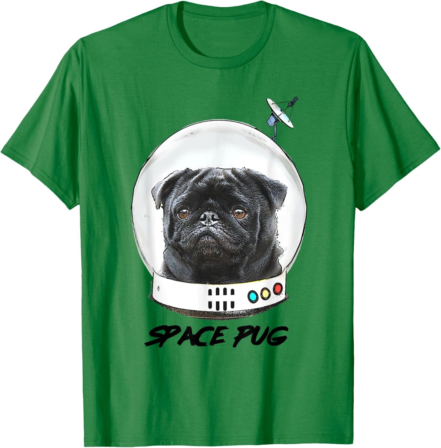 Space Pug Blasts Off Astronaut Black Pug T-Shirt - T-Shirt | Irish Green