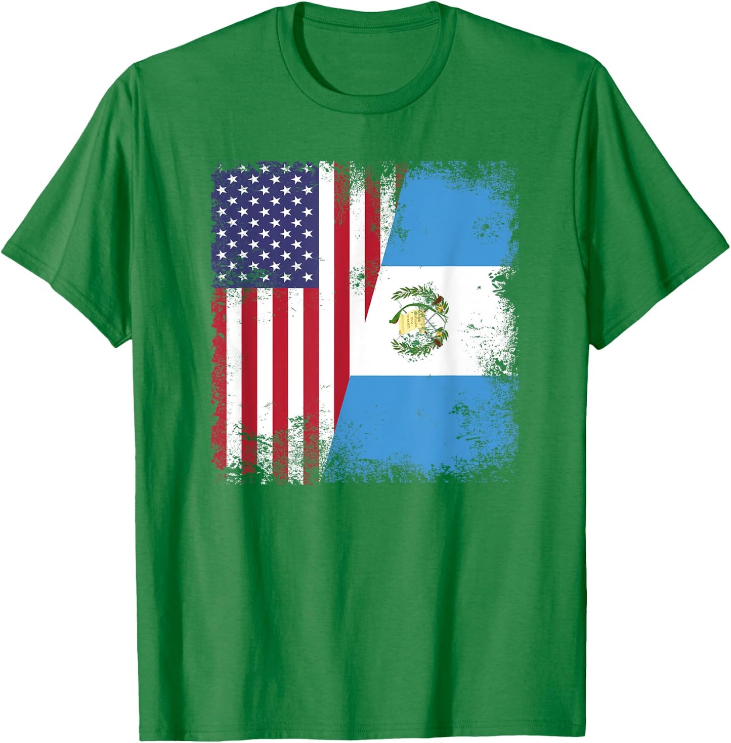 Half Guatemalan Flag | Vintage Guatemala USA Gift T-Shirt - T-Shirt | Irish Green