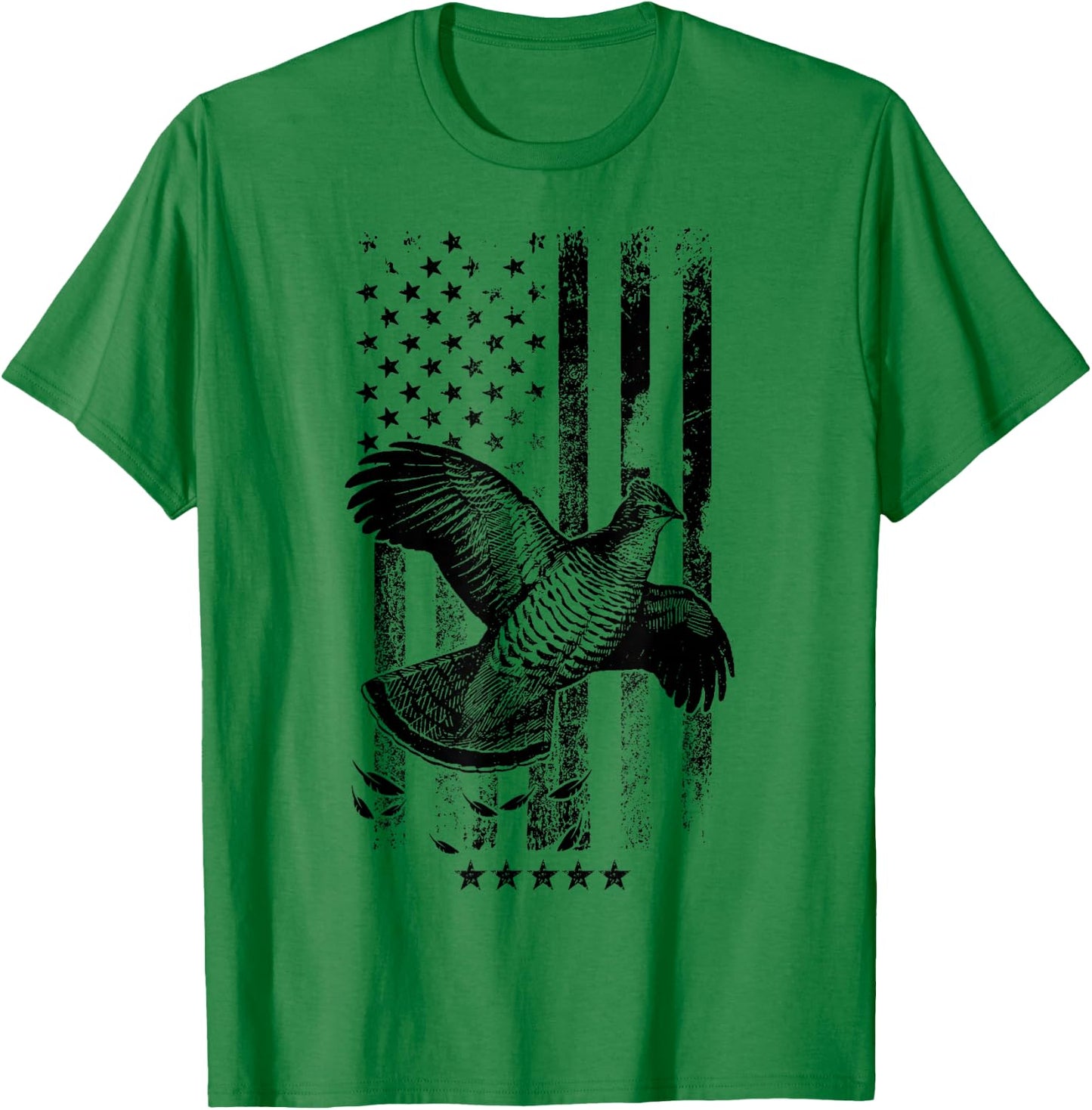 USA American Flag Hunters - Hunting Grouse Bird T-Shirt - T-Shirt | Irish Green