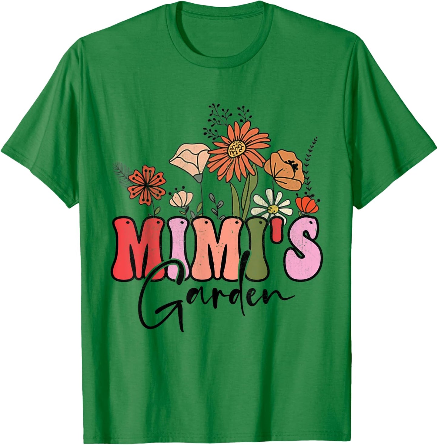 Flowers Groovy Retro Mothers Day Mimi's Garden T-Shirt - T-Shirt | Irish Green