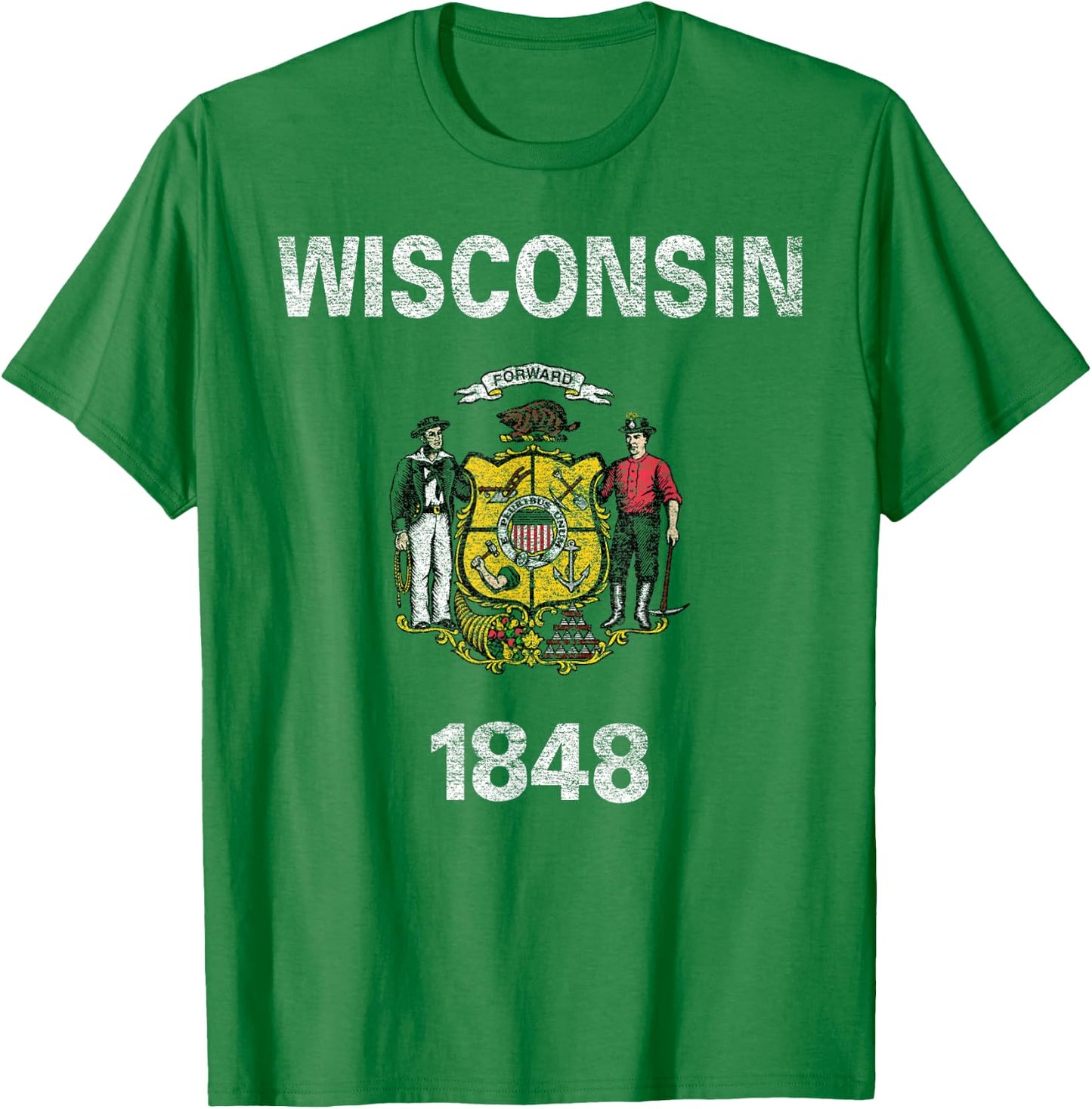 State Flag of Wisconsin T-Shirt - T-Shirt | Irish Green