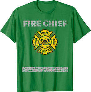 Firefighter Chief Costume Distressed T Shirt Gift T-Shirt - T-Shirt | Irish Green