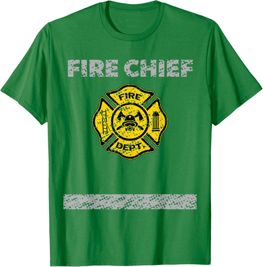 Firefighter Chief Costume Distressed T Shirt Gift T-Shirt - T-Shirt | Irish Green