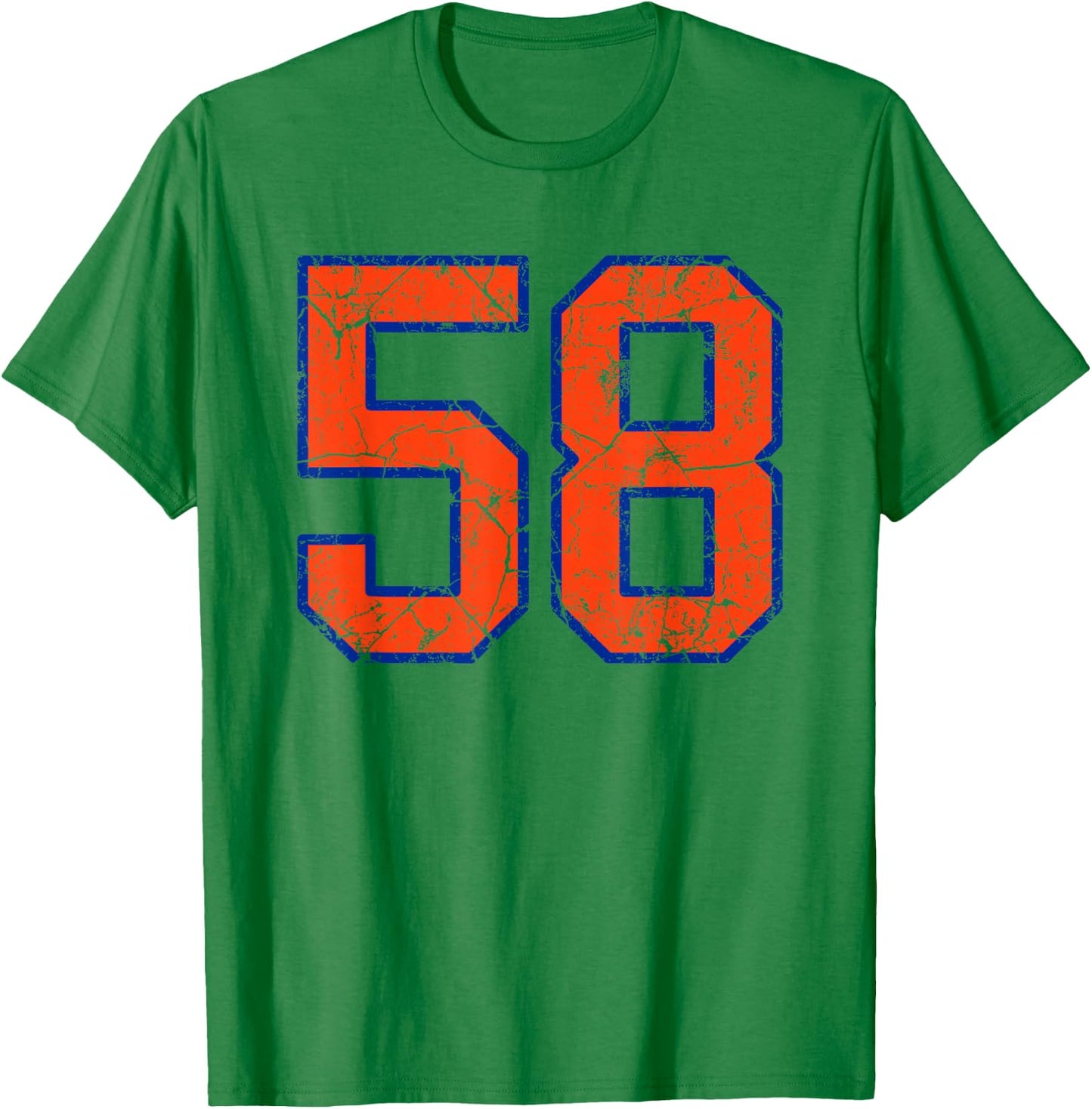 Orange and Blue Sports Number 58 Jersey Uniform Player T-Shirt - T-Shirt | Irish Green