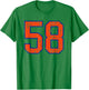 Orange and Blue Sports Number 58 Jersey Uniform Player T-Shirt - T-Shirt | Irish Green