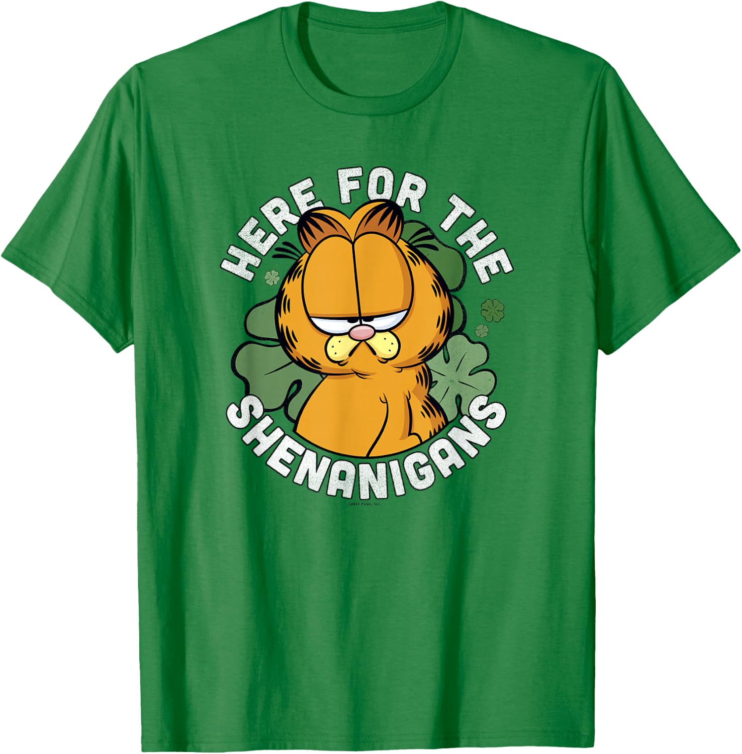 Garfield St. Patrick's Day Here For The Shenanigans T-Shirt - T-Shirt | Irish Green
