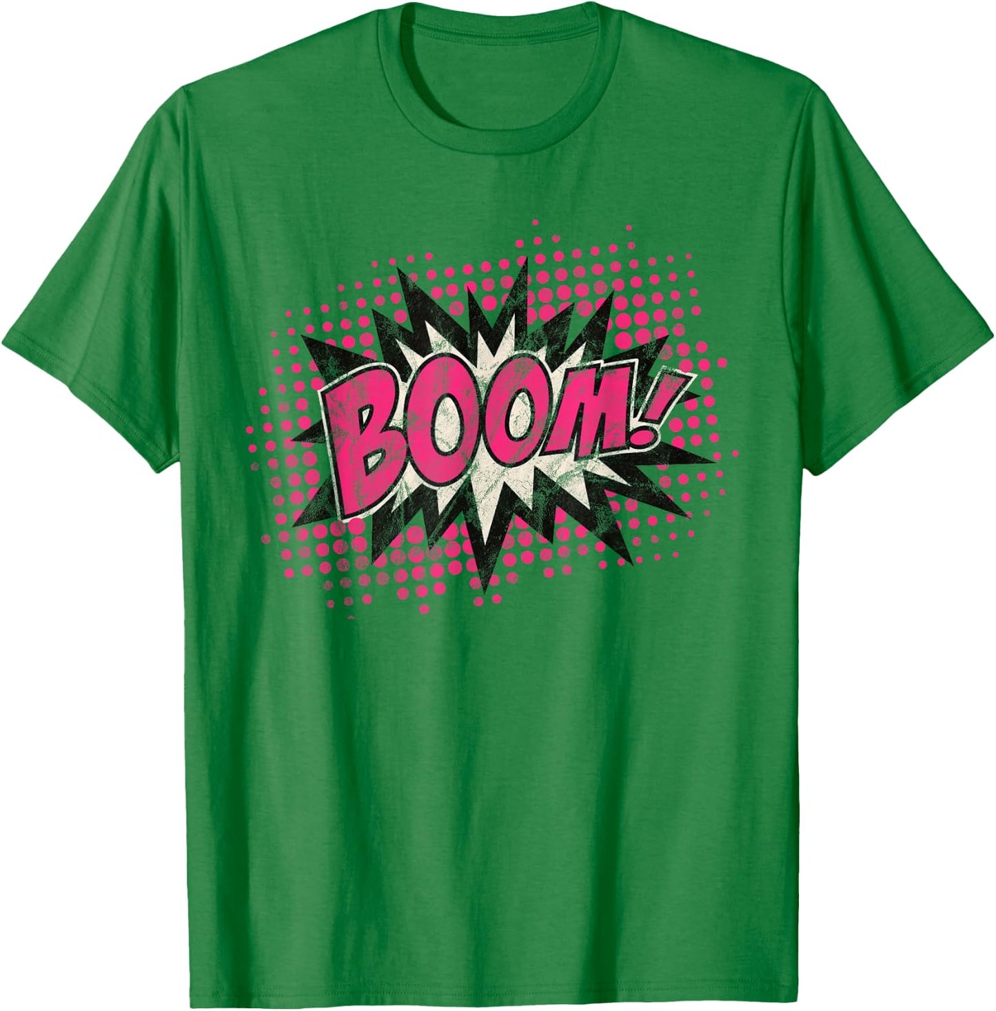 Comic Boom Bang Pow Kaboom Explosion Speech Bubble Vintage T-Shirt - T-Shirt | Irish Green