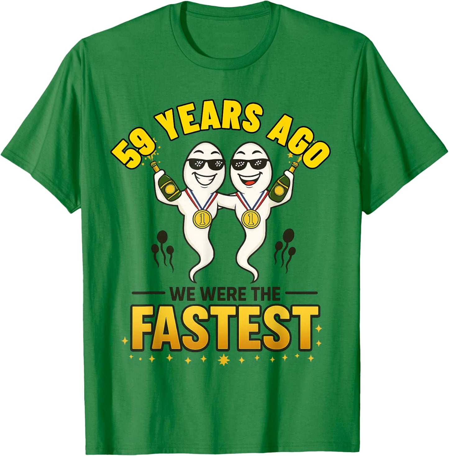 59 Years Ago I was The Fastest Twin Birthday T-Shirt - T-Shirt | Irish Green
