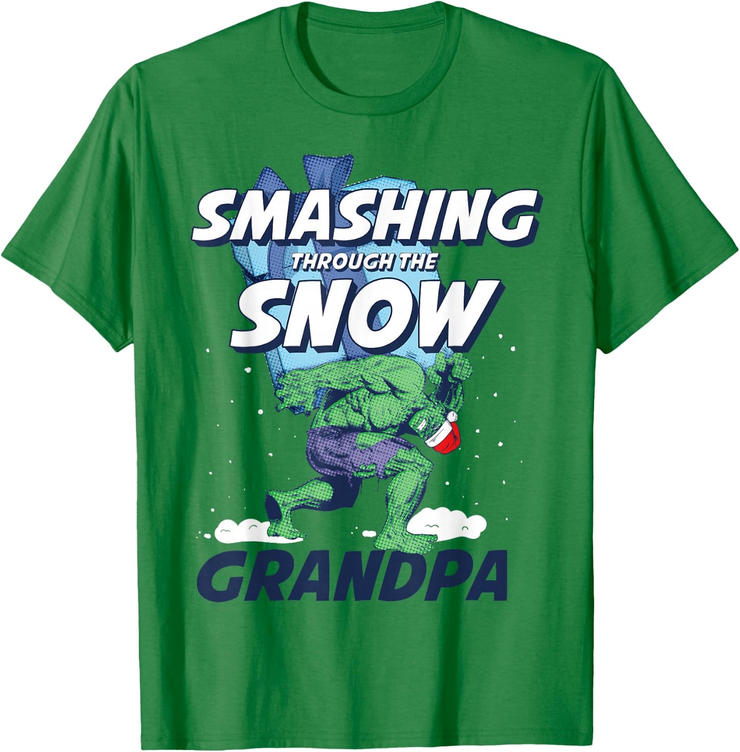 Marvel Hulk Smashing Snow Christmas Grandpa T-Shirt - T-Shirt | Irish Green