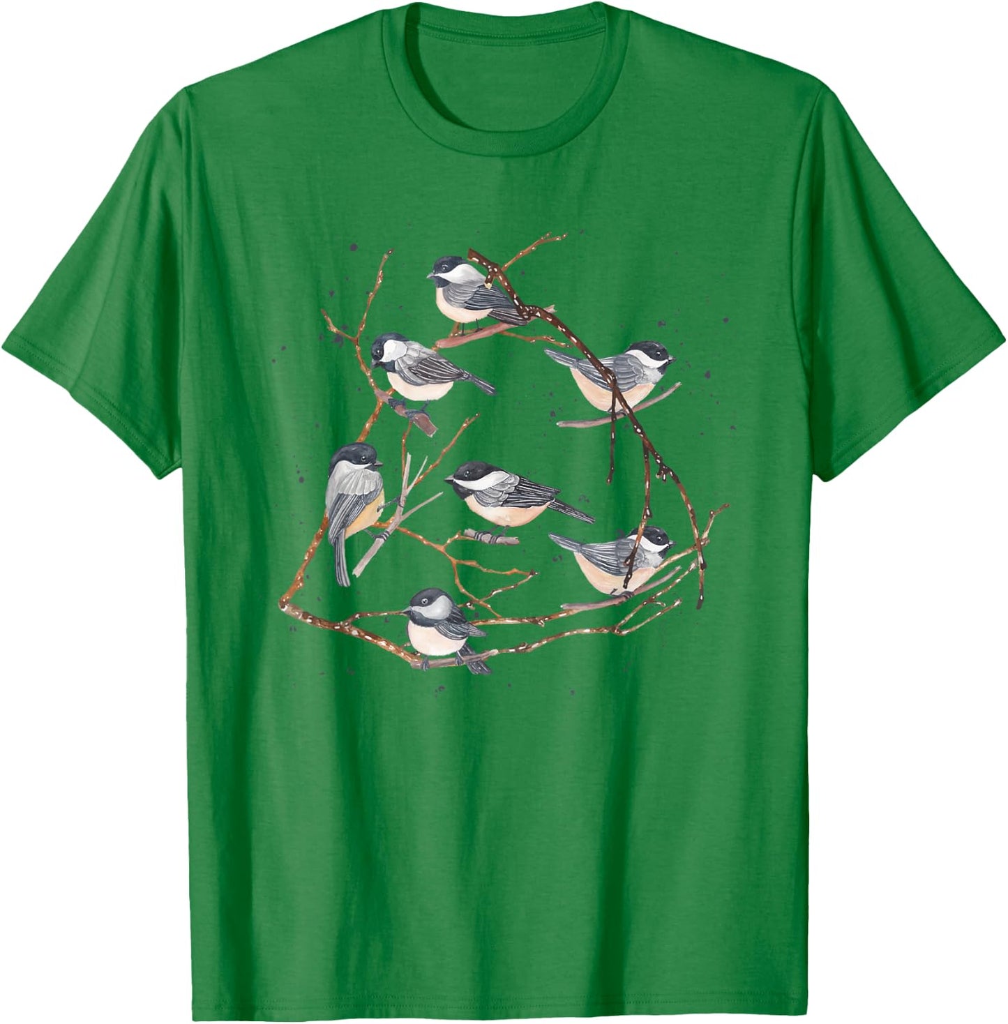 Chickadee Bird Watching Birding Nature Tree Branch Bird T-Shirt - T-Shirt | Irish Green