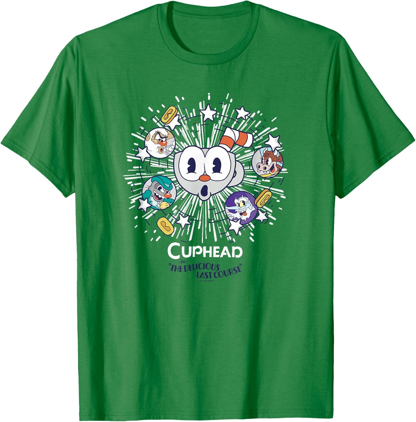 Cuphead: The Delicious Last Course Cuphead Character Group T-Shirt - T-Shirt | Irish Green